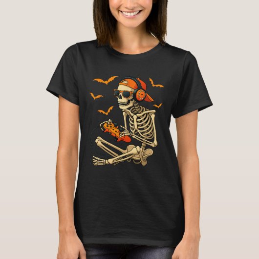Halloween Skeleton Gamer Video Gaming Boys Mannen T-shirt (Voorkant)
