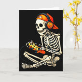 Halloween Skeleton Gamer Video Gaming Boys Men Kid Kaart (Gele Bloem)