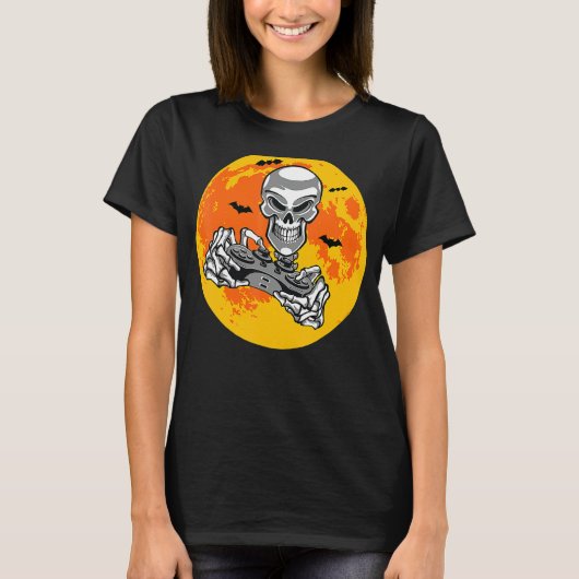 Halloween Skeleton Gamer Video Gaming Boys Men Kid T-shirt (Voorkant)