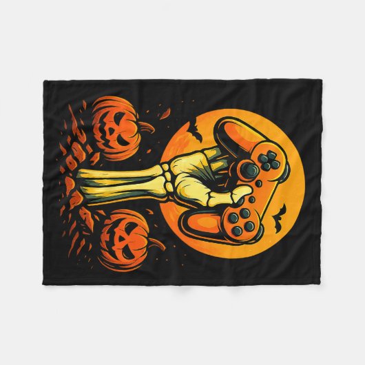 Halloween Skeleton Gamer Video Gaming Controller B Fleece Deken (Voorkant (Horizontaal))