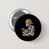 Halloween Skeleton Gamer Video Gaming Funny Skelet Ronde Button 5,7 Cm (Voorkant /achterkant)