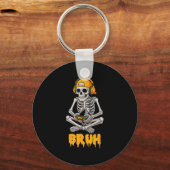 Halloween Skeleton Gamer Video Gaming Funny Skelet Sleutelhanger (Voorkant)