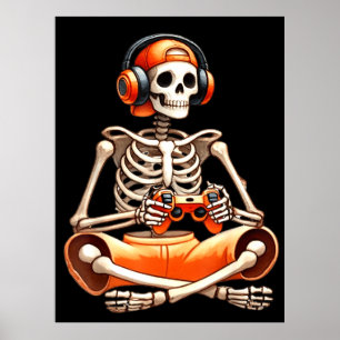Halloween Skeleton Gamer Video Gaming Liefhebbers Poster