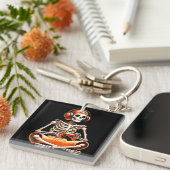Halloween Skeleton Gamer Video Gaming Liefhebbers Sleutelhanger (Voorkant Rechts)