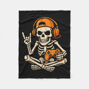 Halloween Skeleton Gamer Video Gaming Teenage Boy Fleece Deken
