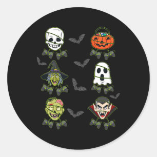 Halloween Skeleton Gaming Witch Vampire Zombie Boy Ronde Sticker