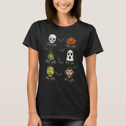 Halloween Skeleton Gaming Witch Vampire Zombie Boy T-shirt (Voorkant)