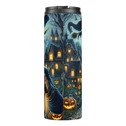 Halloween Skeleton Gentleman met Lantaarn Thermosbeker (Achterkant)