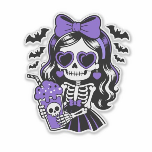 Halloween Skeleton Girl Sticker (Voorkant)