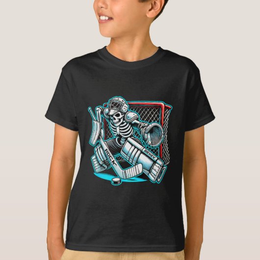 Halloween Skeleton Goalie Hockey  T-shirt (Voorkant)