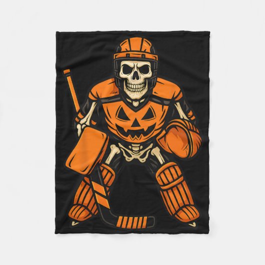 Halloween Skeleton Goalie Pumpkin Costume  Fleece Deken (Voorkant)