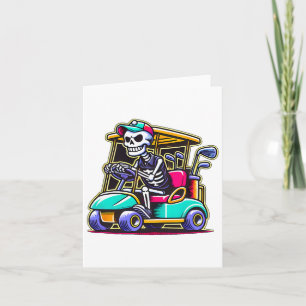 Halloween Skeleton Golfkar Golfer 1 Kaart