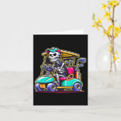 Halloween Skeleton Golfkar Golfer Kaart (Gele Bloem)