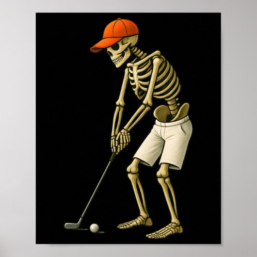 Halloween Skeleton Golfkostuum Funny Mannen Boys K Poster (Voorkant)