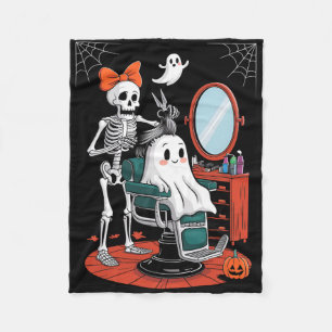 Halloween Skeleton Hairdresser Haarstylist Fleece Deken