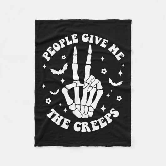 Halloween Skeleton Hand Mensen geven me de Creeps Fleece Deken (Voorkant)