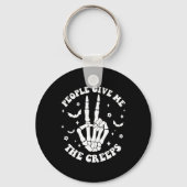 Halloween Skeleton Hand Mensen geven me de Creeps Sleutelhanger (Voorkant)