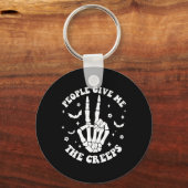 Halloween Skeleton Hand Mensen geven me de Creeps Sleutelhanger (Voorkant)
