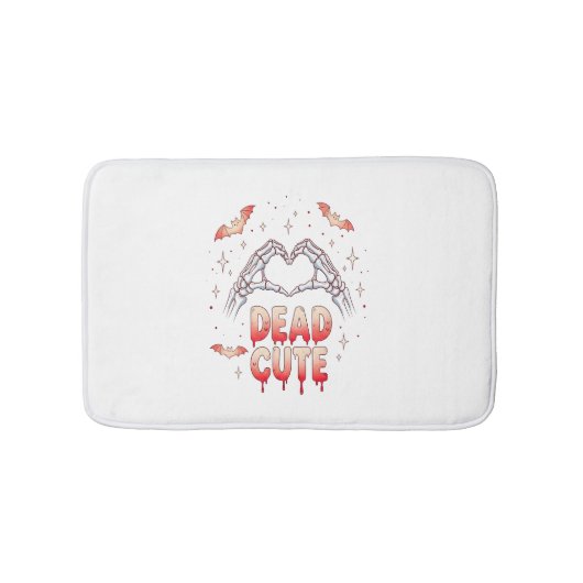 Halloween Skeleton Handen Hart, Vleermuizen & Bloe Badmat (Voorkant)