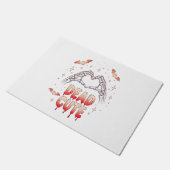 Halloween Skeleton Handen Hart, Vleermuizen & Bloe Deurmat (Schuin)