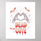Halloween Skeleton Handen Hart, Vleermuizen & Bloe Poster (Voorkant)