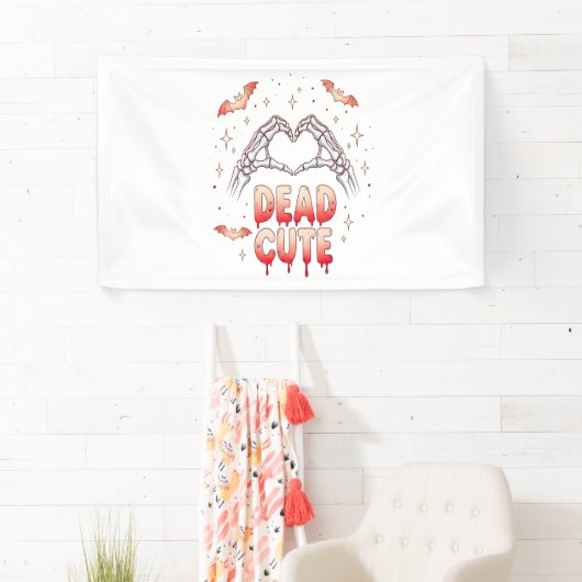 Halloween Skeleton Handen Hart, Vleermuizen & Bloe Spandoek (Insitu)