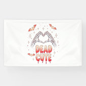 Halloween Skeleton Handen Hart, Vleermuizen & Bloe Spandoek (Horizontaal)