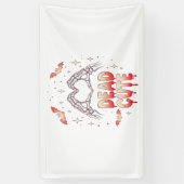 Halloween Skeleton Handen Hart, Vleermuizen & Bloe Spandoek (Verticaal)