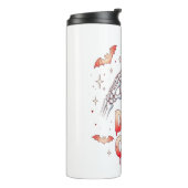 Halloween Skeleton Handen Hart, Vleermuizen & Bloe Thermosbeker (Gedraaid links)