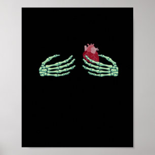 Halloween Skeleton Handen met Hart Classic Poster