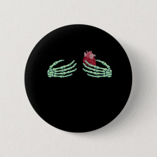 Halloween Skeleton Handen met Hart Classic Ronde Button 5,7 Cm