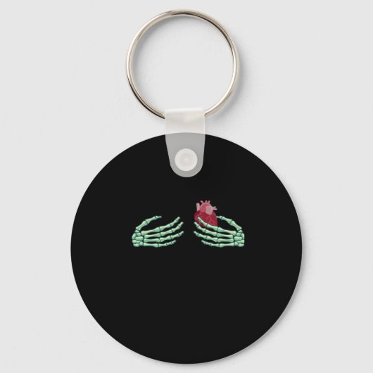 Halloween Skeleton Handen met Hart Classic Sleutelhanger (Voorkant)