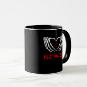 Halloween Skeleton Handen Vormen Hart Gothic Mok (Voorkant rechts)