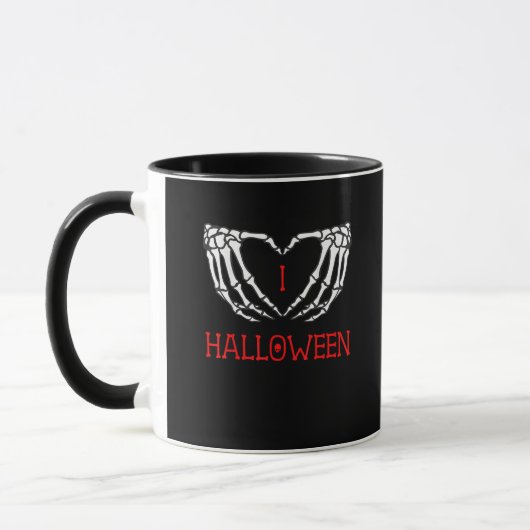 Halloween Skeleton Handen Vormen Hart Gothic Mok (Links)