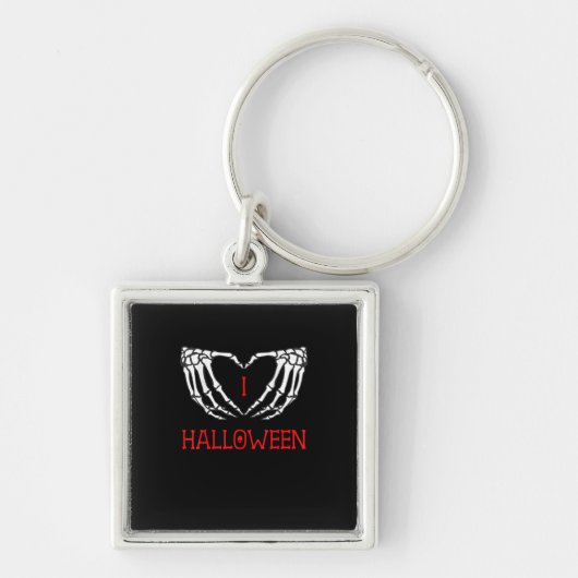 Halloween Skeleton Handen Vormen Hart Gothic Sleutelhanger (Voorkant)