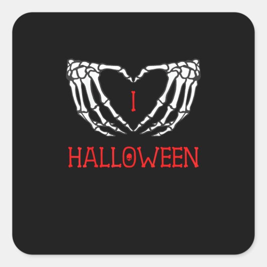 Halloween Skeleton Handen Vormen Hart Gothic Vierkante Sticker (Voorkant)