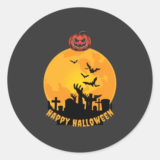 Halloween Skeleton Hands  | Funny Spooky Pumpkin  Ronde Sticker (Voorkant)