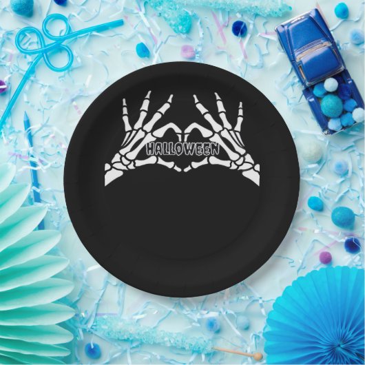 Halloween - Skeleton Hands Heart Papieren Bordje (Feest)