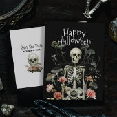 Halloween Skeleton Haunted Forest Bewaar de datum Briefkaart