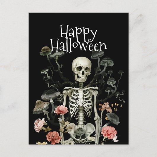Halloween Skeleton Haunted Forest Bewaar de datum Briefkaart (Voorkant)