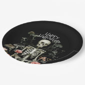 Halloween Skeleton Haunted Forest Black Papieren Bordje (Gekanteld)