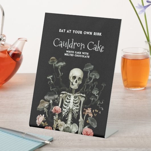 Halloween Skeleton Haunted Forest Black Reclamebord Met Voetstuk (Insitu)