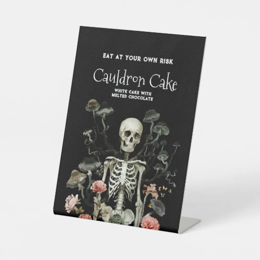 Halloween Skeleton Haunted Forest Black Reclamebord Met Voetstuk (Voorkant)
