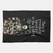 Halloween Skeleton Haunted Forest Black Theedoek (Horizontaal)