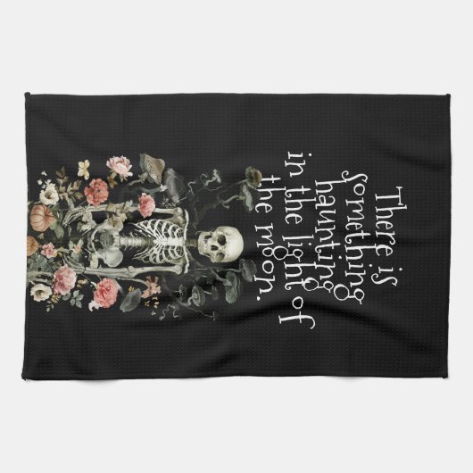 Halloween Skeleton Haunted Forest Black Theedoek (Horizontaal)