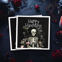 Halloween Skeleton Haunted Forest Party Zwart