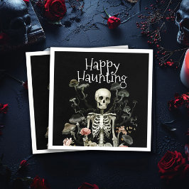 Halloween Skeleton Haunted Forest Party Zwart Servet