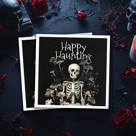 Halloween Skeleton Haunted Forest Party Zwart Servet