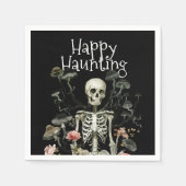 Halloween Skeleton Haunted Forest Party Zwart Servet (Voorkant)