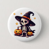 Halloween Skeleton heks fles Pin Ronde Button 5,7 Cm (Voorkant)